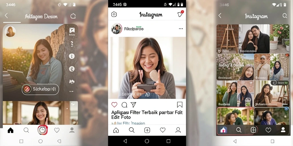 Antarmuka aplikasi 3446 menampilkan pilihan filter Instagram yang menarik.