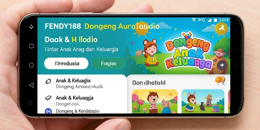 Antarmuka sederhana dan menarik dari aplikasi Dongeng Audio.