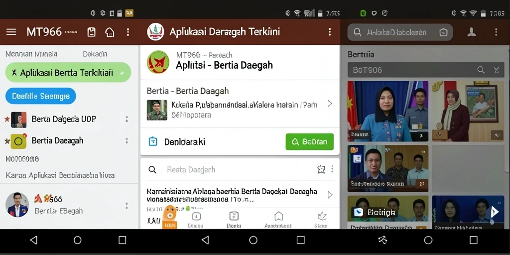 Antarmuka aplikasi MT966 yang menampilkan berita daerah terkini.