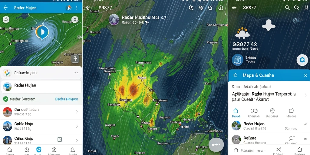 Tampilan antarmuka SR877 menunjukkan informasi radar hujan dengan jelas.