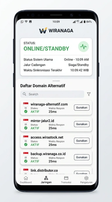 Tampilan link alternatif wiranaga
