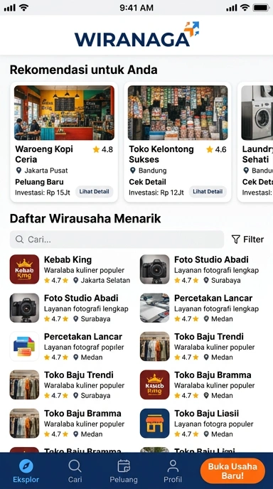 Tampilan katalog aplikasi wiranaga