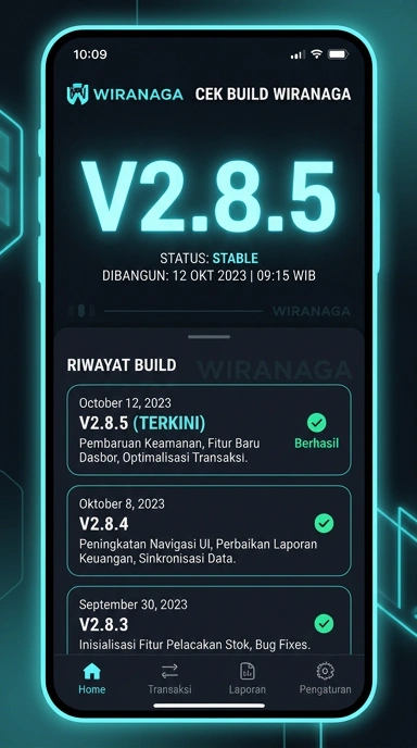 Tampilan riwayat versi wiranaga